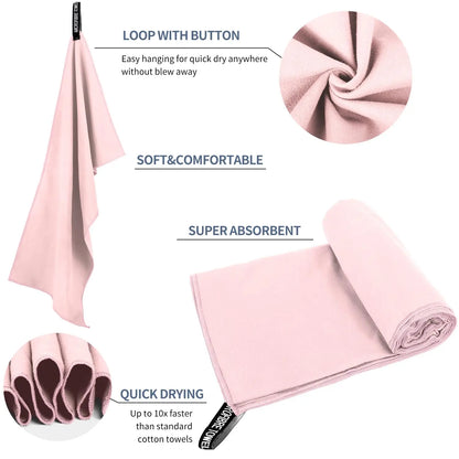 1 Pcs Microfiber Towel Sports Quick-Drying Super Absorbent Camping Towel Super Soft Lightweight Gym Swimming Yoga Beach Towel