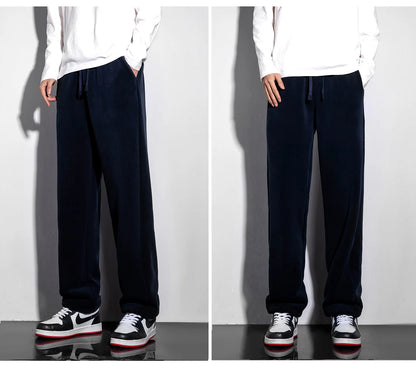 YJKVUR Unisex 2026 Winter New Oversize Pants Men Women Warm Fleece Liner Drawstring Trousers Casual Comfortable Gym Sweatpants