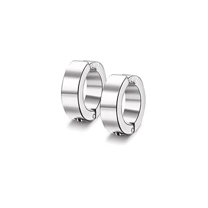 1 Pairs Stainless Steel Magnetic Stud Earrings For Men Women Hoop Earrings Clip On CZ Non-Piercing Steel All Ages