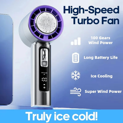 Portable Handheld Turbo Fan 100 Wind Speeds Adjustable Mini Personal Fan Battery Operated Electric Eyelash Fan