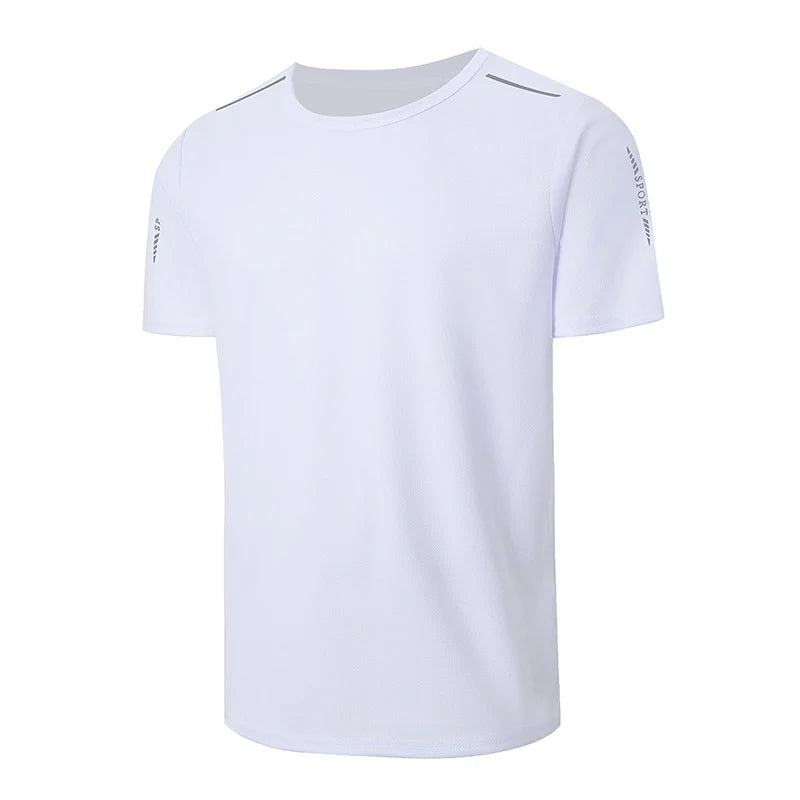 Men's Quick-Dry Sports Shirt – Multicolor Summer Running Badminton Tee with Reflective Strip