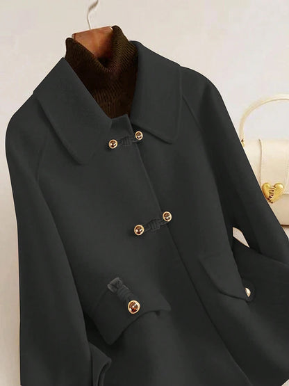 Short Coats Women – Elegant Double Breasted Formal Office Coat With Turn-Down Collar