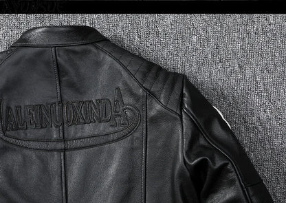Mens Leather Jacket Autumn Men Clothing Handsome Motorcycle Jackets Two Colors Short Coats Kurtka Męska Skórzana Slim