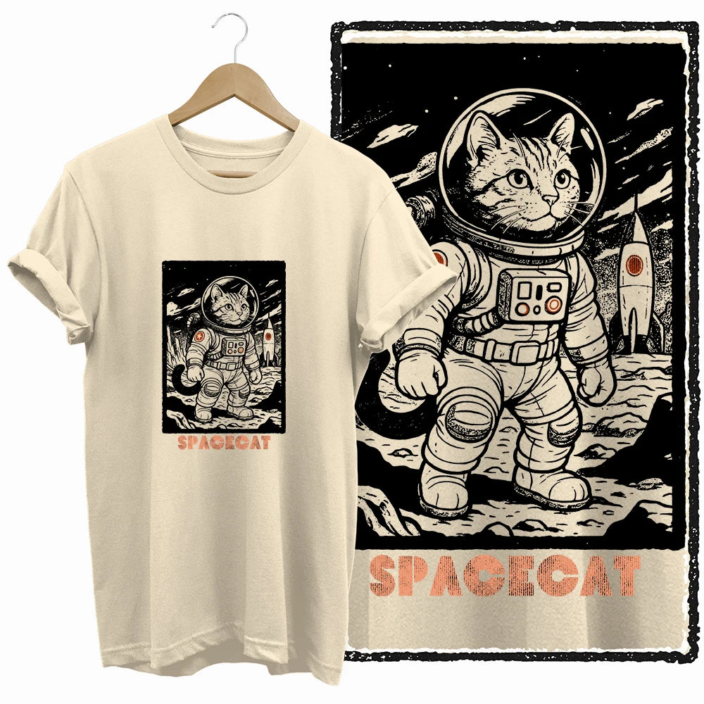 COOLMIND BEIGE cat print exclusive graphic 100% cotton women T shirt big size loose cotton cat lover women tshirt LOVELY cat tee