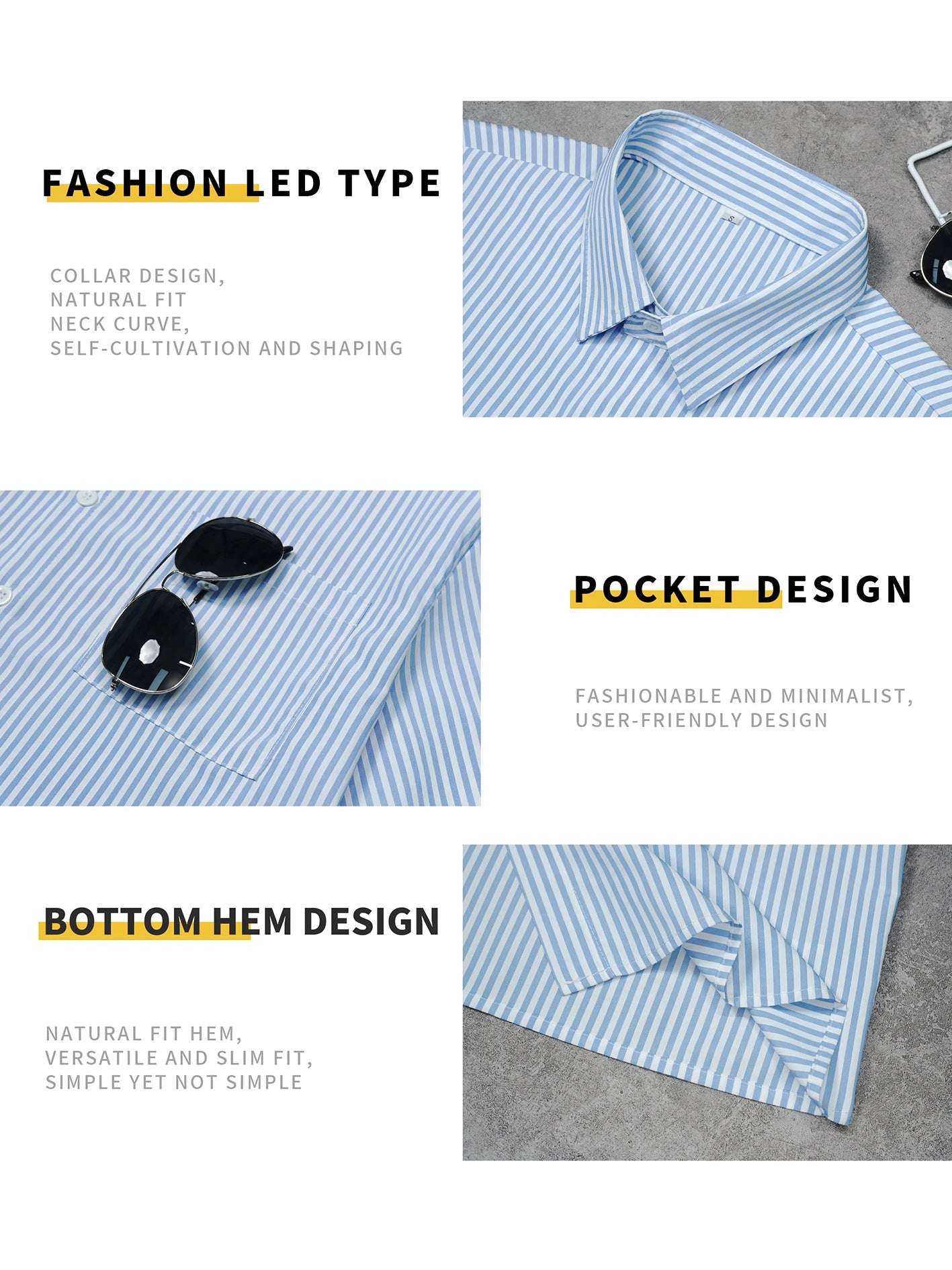 Men's striped comfortable short sleeved shirt, suitable for spring and autumn wear, suitable for festivals and daily outings