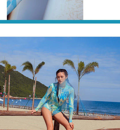 Nu-June Piece Swimsuit for Women, Long Sleeves, Rash Guard, Sports Swimwear, Surfing Bathing Suit, Body Suit, Beach, Hot Spring