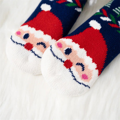 New Winter Kids Cartoon Christmas Socks Boys Girls Thicken Cotton Warm Floor Children Sock Non-Slip Thermal Cute Family Socks