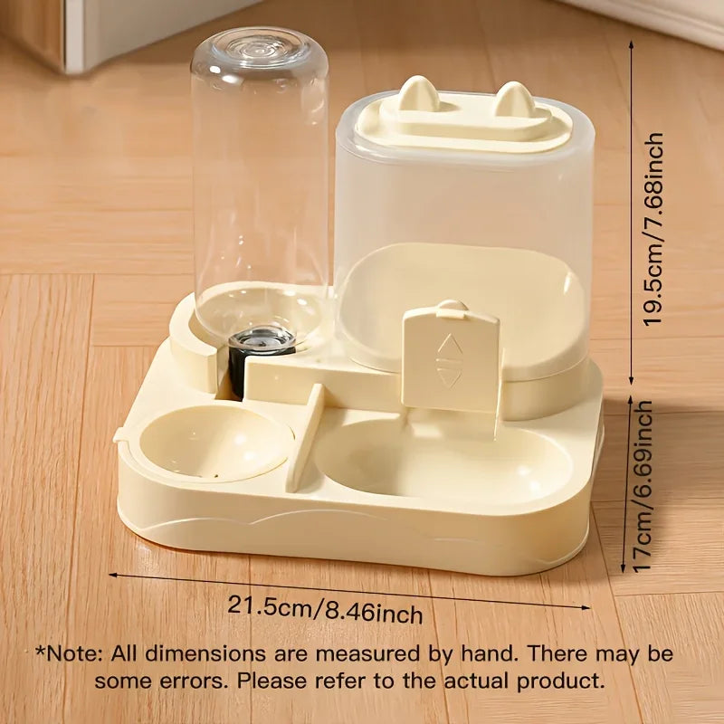 Ww-Durable Plastic 2-in-1 Automatic Pet Feeder Water Dispenser Large Capacity Food Water Bowl For Cats Dogs