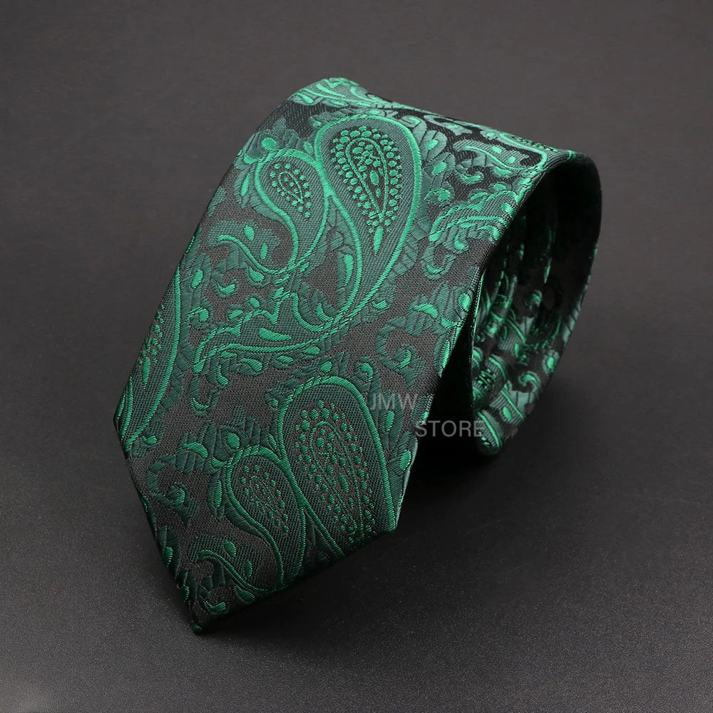 Mens Paisley Necktie - Grey Brown Green Wedding  Business Tie