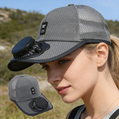 Solar Charging Fan Hat - Breathable Mesh UV Protection Baseball Cap for Men Women, Summer Outdoor Sun Hat