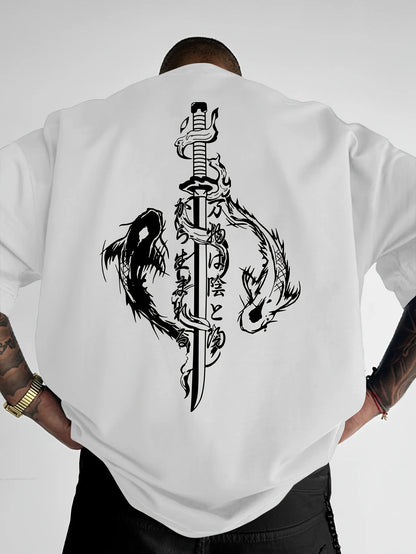 Bushido & Samurai Sword Print 100% Cotton Men Woment T-shirt Summer Autumn Daily Outdoor Sports Casual Loose Street Short-sleeve