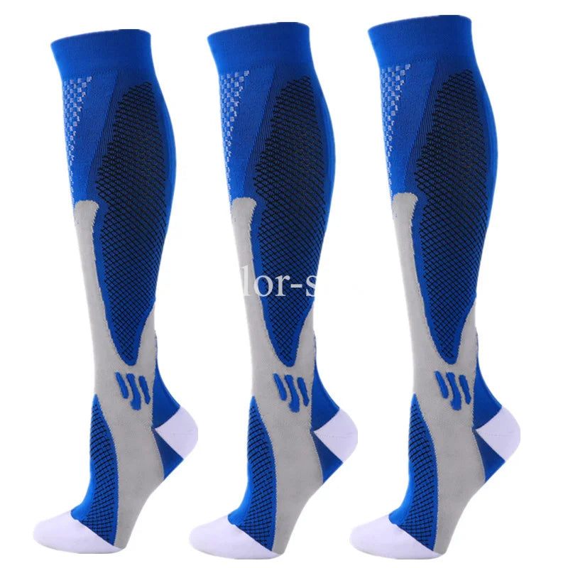 Compression Sports Socks - 3 Pairs Anti Slip Knee High Socks for Football & Basketball