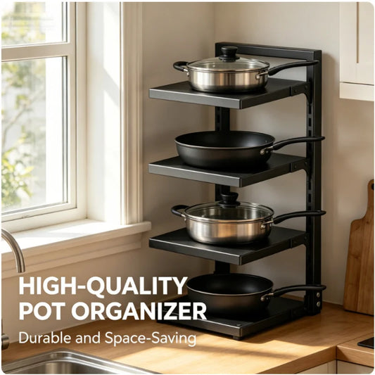 Heavy Duty Stainless Steel Pot Rack Adjustable Multi Layer Kitchen Organizer Storage Holder for Pots Pans Cookware Utensils