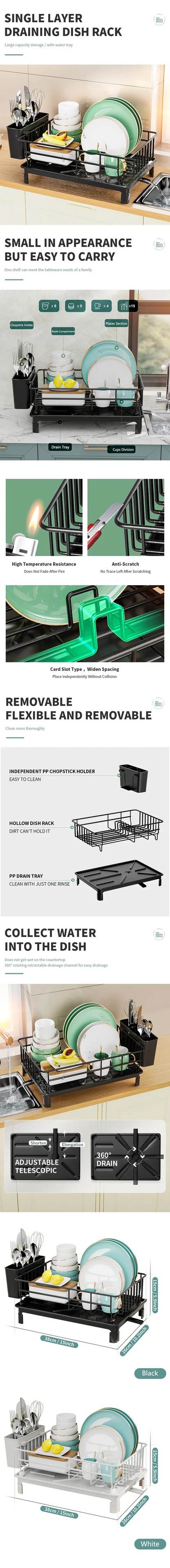 Kitchen Organizer Rack - Multi Functional Dish Drying Rack & Utensil Drainer | Stackable Metal Storage