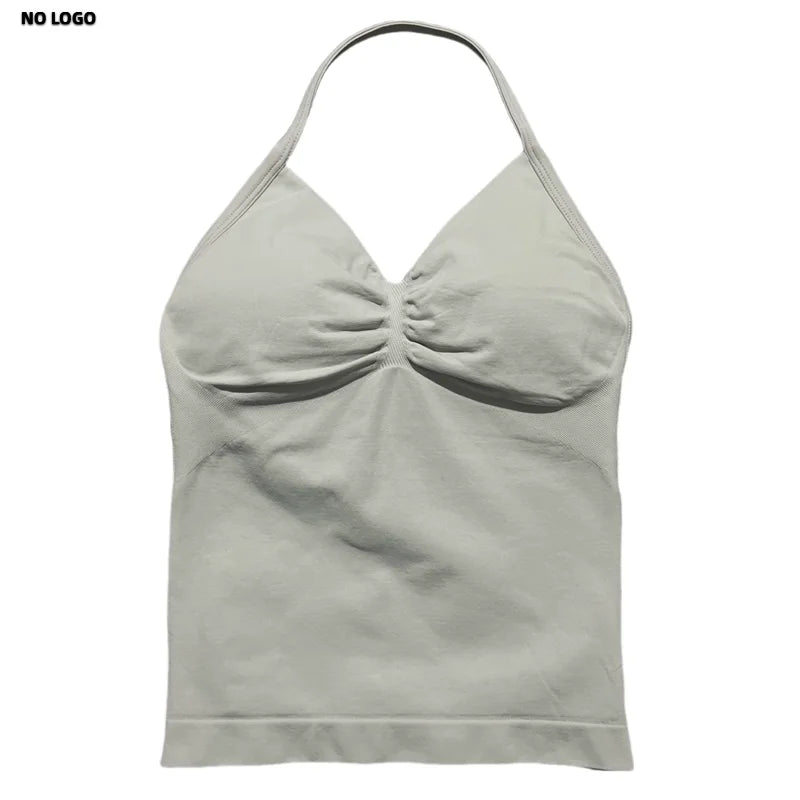 Women Yoga Vest - Longline Strappy Top | Breathable Fitness Tank Top Open Back Halter