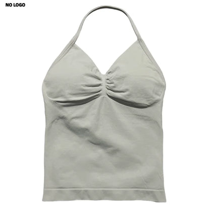 Women Yoga Vest - Longline Strappy Top | Breathable Fitness Tank Top Open Back Halter