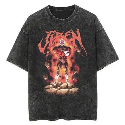Men Streetwear Washed T Shirt Japanese Anime Dragon Ball Print T-Shirt Harajuku Cotton Casual Tshirt Summer Short Sleeve Tops