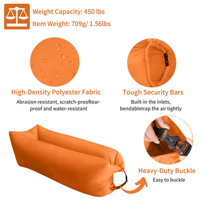 Single Person Lazy Inflatable Sofa Portable Outdoor Beach Air Sofa Bed Folding Camping Sleeping Bag for Comfortable Rest