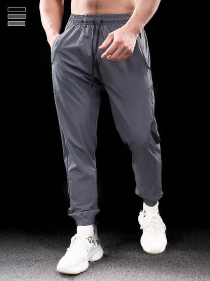 Men Running Trousers - Loose Fit Sports Fitness Pants With Elastic Waist Band
