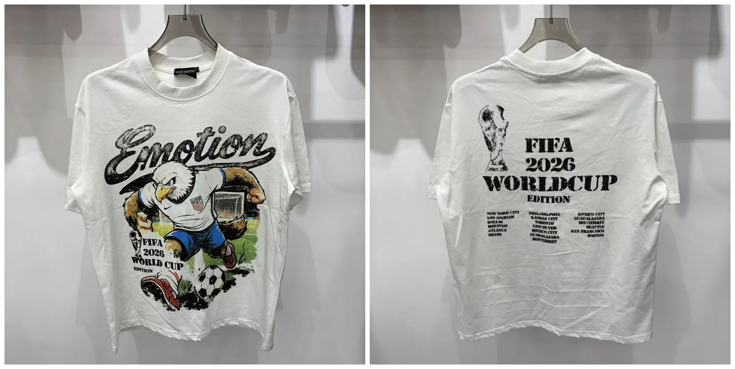 New MIXED-EMOTION Rhinestone cartoon printed pattern 100% cotton Men Women T-shirt Loose casual Shinning Diamond Tees Oversized Top