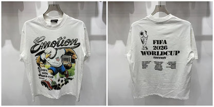 New MIXED-EMOTION Rhinestone cartoon printed pattern 100% cotton Men Women T-shirt Loose casual Shinning Diamond Tees Oversized Top