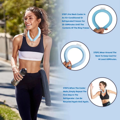 Summer Outdoor Cooling Neck Ring Running Portable Outdoor Sports Cooling Accessories Hands Free Gel Prevention Ice Neck Ring 1pc