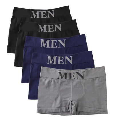 5PCS Thin High Elastic Men's Boxers Comfortable Plain Color Boxer Briefs Breathable Solid Underpants for Men
