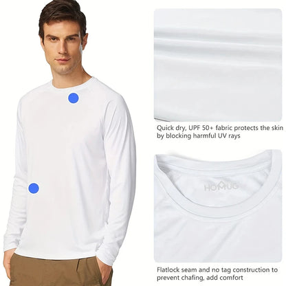 Nheals UPF 50+ Long Sleeve T-shirt Men's UV Sun Protection Quick Dry Breathable Sunscreen T-shirt Hiking Fish Performance Tops