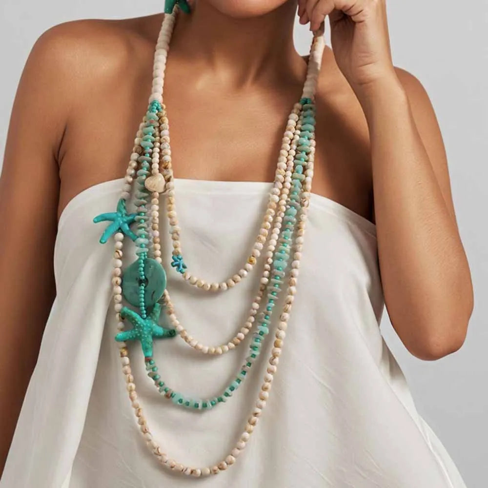 Boho Multi-Layer Long Necklace – Handmade Statement Necklace