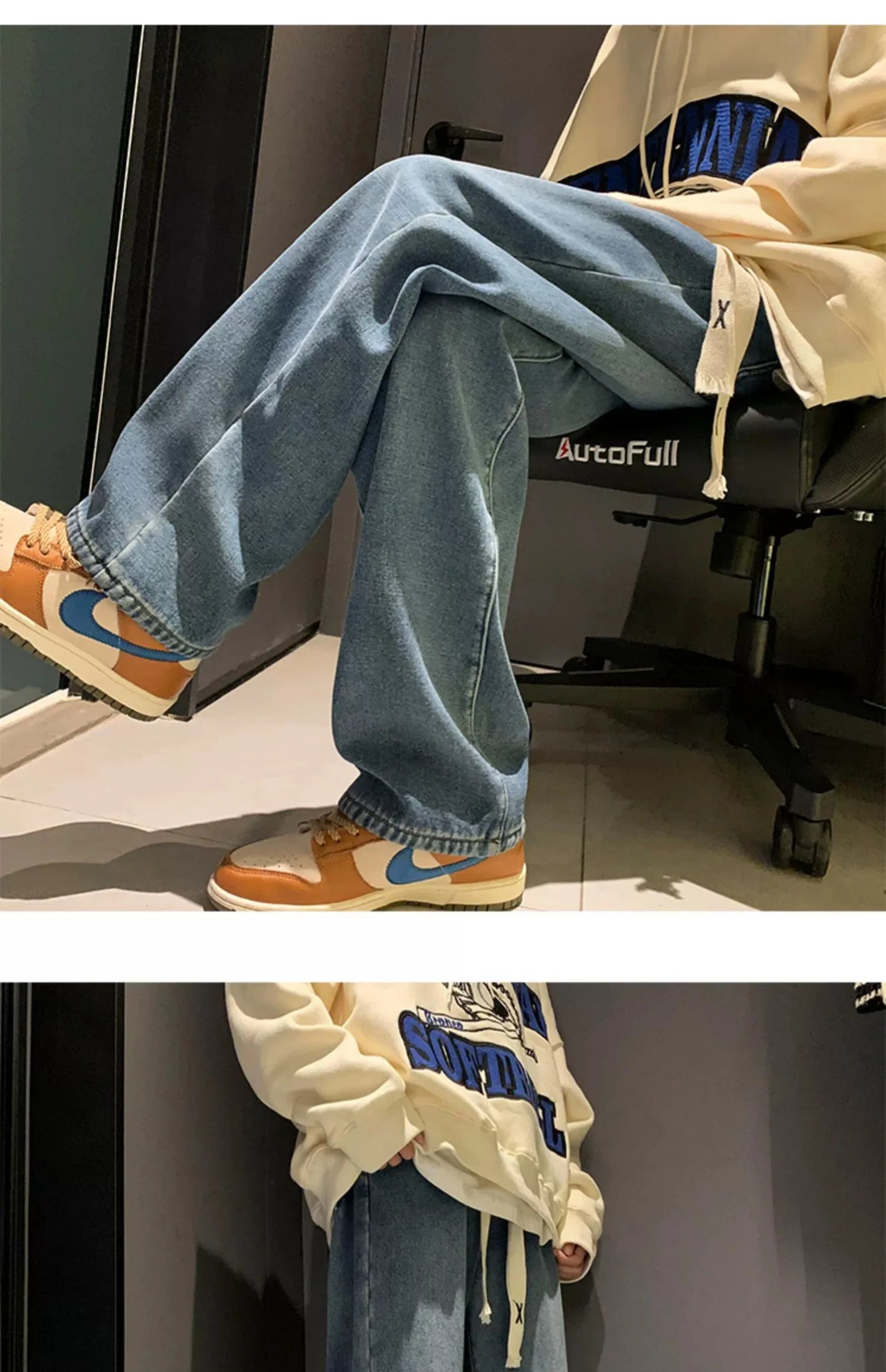 Thiened Fce Lined Thi High Waist Loose Fits Jeans Womens Winter Straight Leg Wide Leg Trousers Wear Resistd Denimcloth...