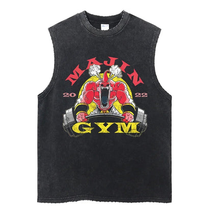 Vintage Vest Washed T-Shirt Anime Dragon Ball Graphic Tank Top Cotton Sleeveless Streetwear Loose GYM T Shirt Men's Clothing