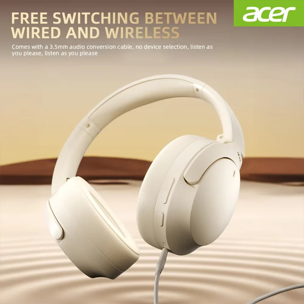 Acer ANC Wireless Headphones HIFI Headset Bluetooth 5.4 ENC HD Mic Head Tracking 3D Spatial Audio -42dB ANC Low Latency OHR305