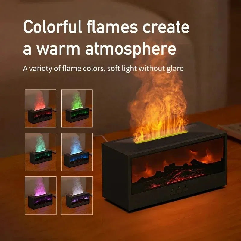 3D Flame Aromatherapy Diffuser - Essential Oil Humidifier with Color Lighting  Remote Control