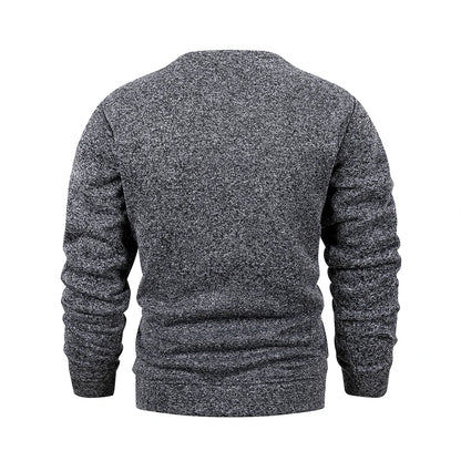 Men's Warm Crew Neck Sweatshirt Fleece Lined Thermal Pullover Autumn Winter Fashion Casual Sweater Loose Knit Long Sleeve Hoodie