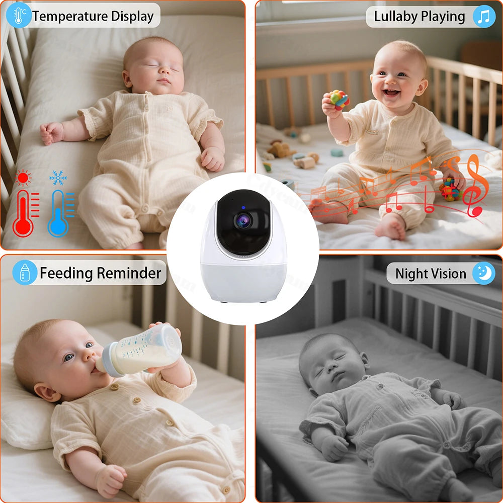 1080P HD WiFi Baby Monitor Phone APP Remote View 4.3" Nanny Night Light VOX HD Night Vision Lullabies Temperature Monitor Camera