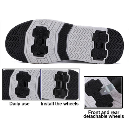 Roller Skate Shoes - Kids 4 Wheel Skates With Durable TPR Outsole & Lace-Up Closure