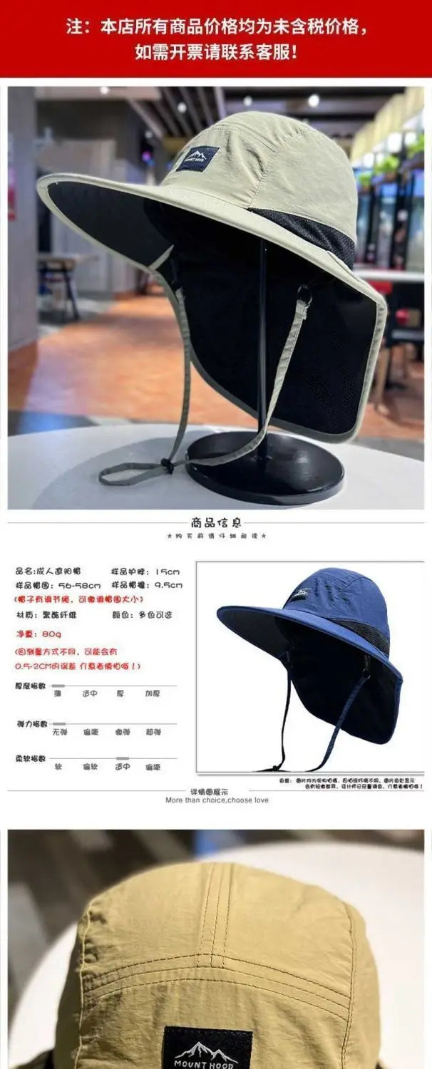 Unisex Windproof Quick-Dry Fisherman Hat Mesh Breathable Fishing Cap with Neck Flap & UV Protection for Outdoor Fishing Hikin