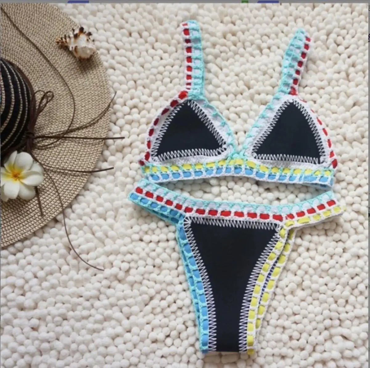 Pink Crochet Bikini – Women's Swimwear Two Piece Swimsuit With Adjustable Straps