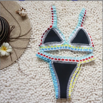 Pink Crochet Bikini – Women's Swimwear Two Piece Swimsuit With Adjustable Straps