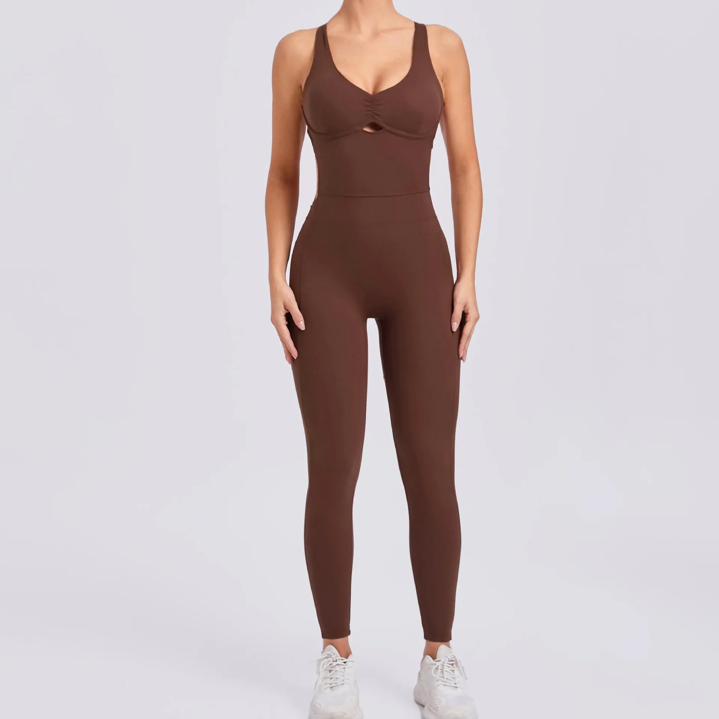 Women Gym Jumpsuit - Backless Fitness Jumpsuit | Breathable Nylon Spandex Blend Activewear