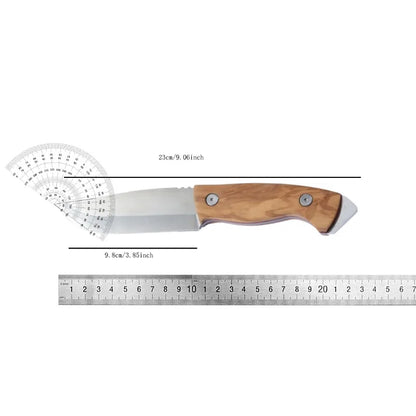 High-Density Stainless Steel Fruit  Meat Knife - Olive Wood Handle