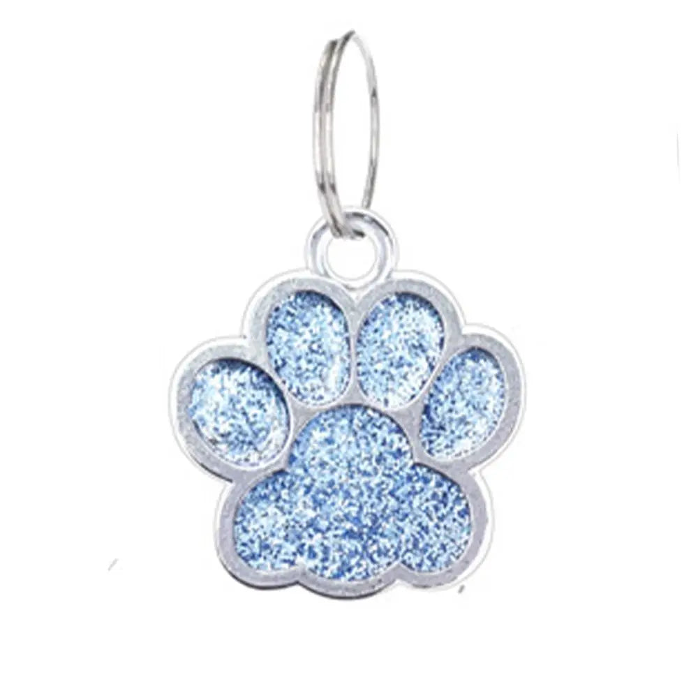 Cat Dog Paw Print Dog Cat Tags Anti-Lost Pet Glitter Pendant with Hook Exquisite Pet Collar Tag Pendant Kitten