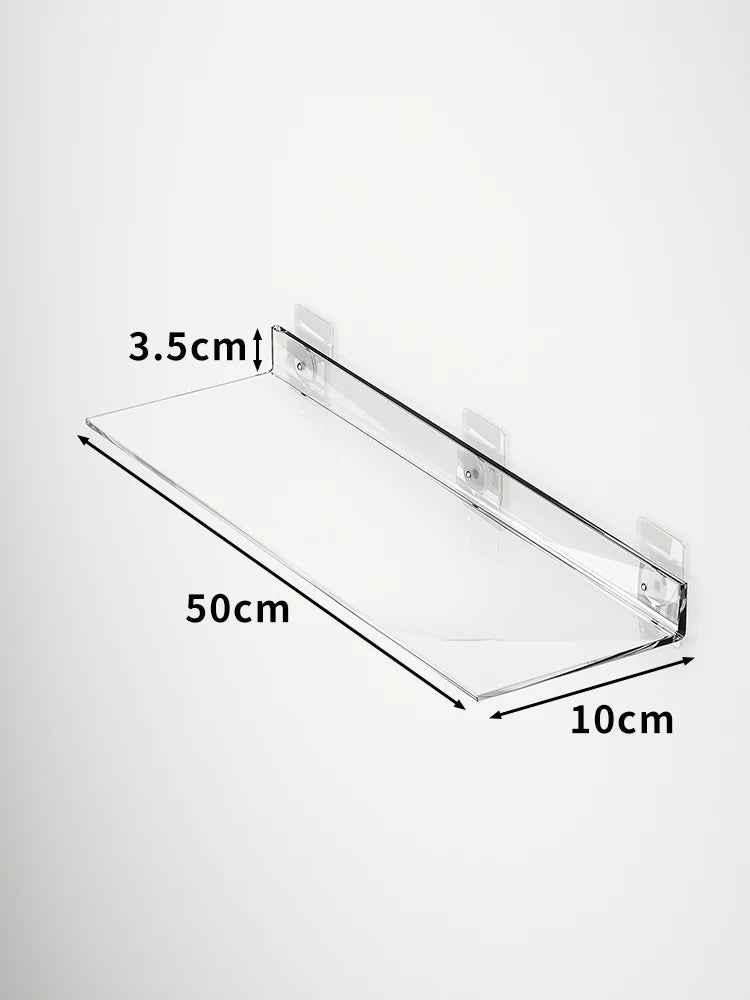 Acrylic Wall Storage Rack - No Drill Bathroom  Kitchen Organizer with Strong Adhesive