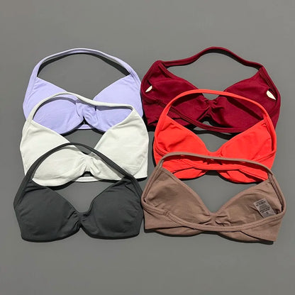 Impact Sports Bra - High Support Strappy Halter Bra With Removable Pads