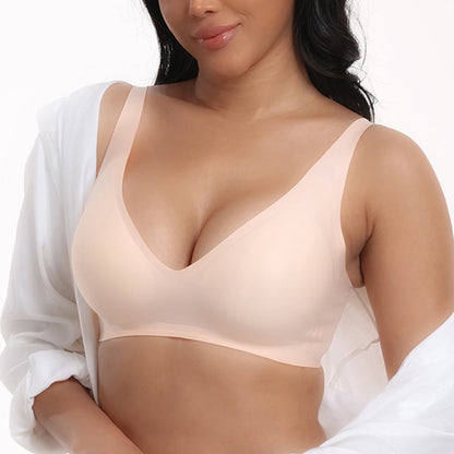Deep V Jelly Bras Wireless Comfortable Bra Supportive No Underwire Bras Tshirt Push Up Bralette Pink Leopard Plunge Seamless Bra
