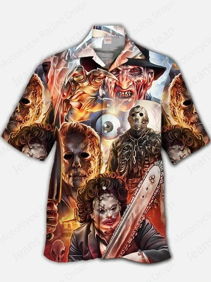 Halloween Hawaiian Shirt - Chucky Movie Casual Loose Short Sleeve Beach Blouse - ZOOMNSTORE