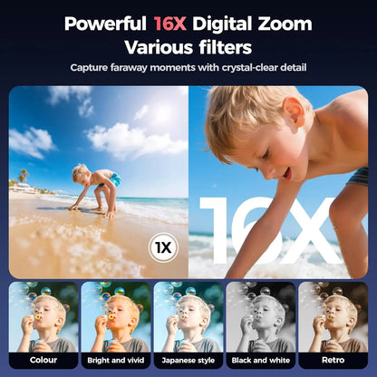 4K Digital Camera - 64 Megapixel Portable Camera With 16x Digital Zoom & Rotating Flip Screen