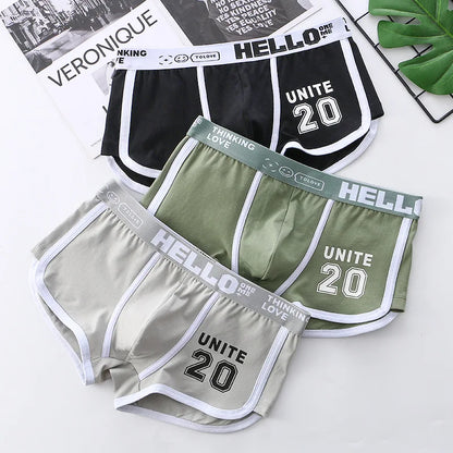 Men's Cotton Boxers - Comfortable Boxer Shorts Pack with Convex Pouch and Letter Pattern