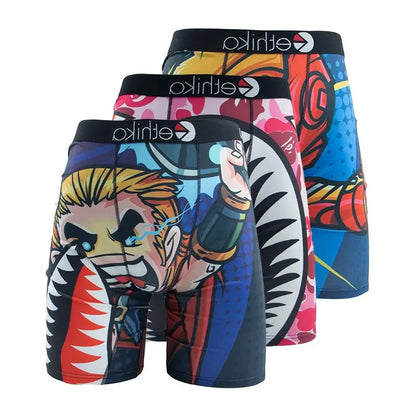3Pcs Sexy Men Underwear Boxer Shorts Cueca Male Printed Panties Lingerie Men Underpants Boxershorts Plus Size Boxer Briefs XXXL