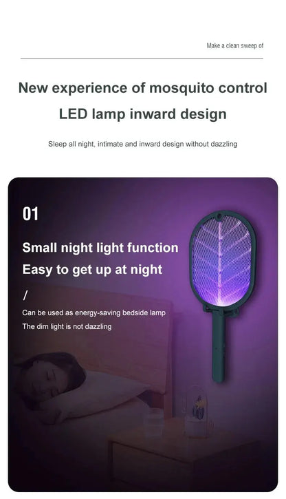 Electric Mosquito Swatter Mosquito Killer USB Rechargeable Angle Adjustable Electric Bug Zapper Fly Bat Insect Swatter